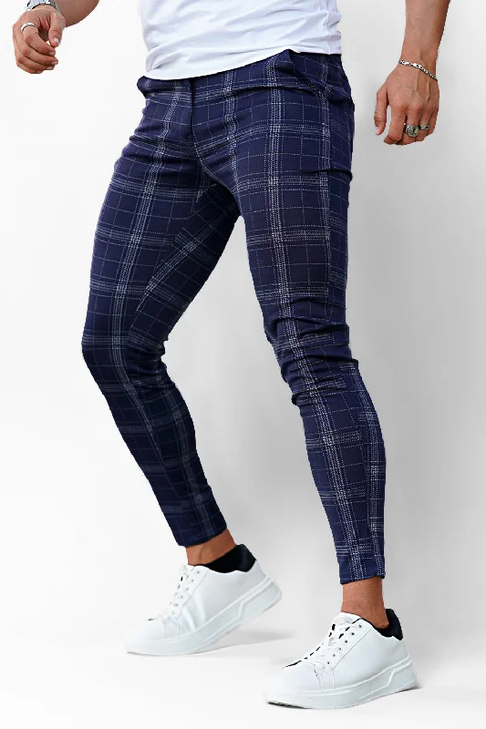 Mens Vintage Skinny Pant - Purple check