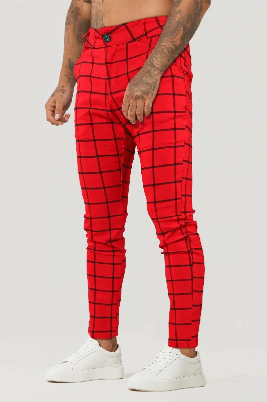 Men's Red Plaid Pant