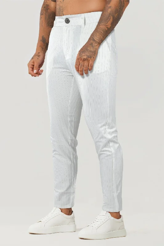 Mens Relaxed Pant - White & Stripe