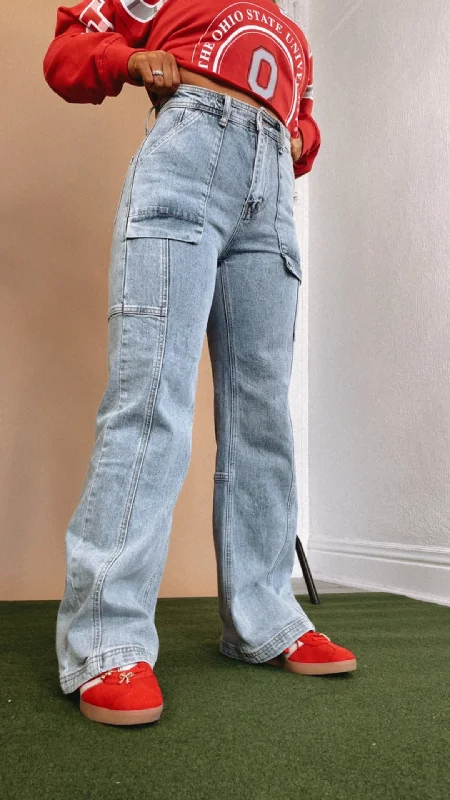 Madison Mid Rise Cargo Jeans