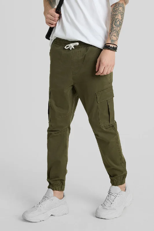 Olive Slim Fit Cargo Pants