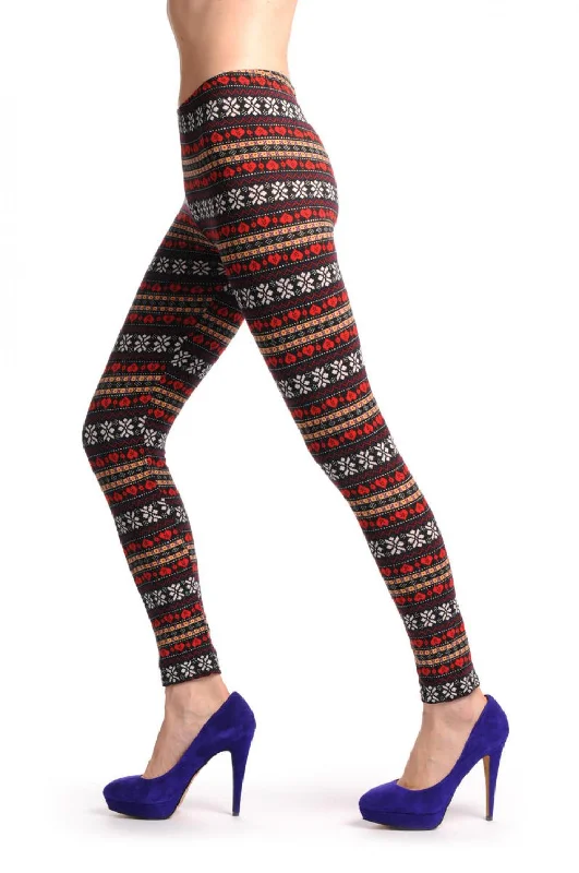 Red White Beige & Black Aztec Jacquard Knit Print