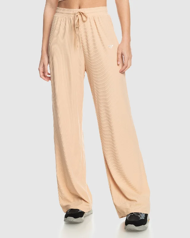 Womens Rise & Vibe Rib Wide Leg Pants