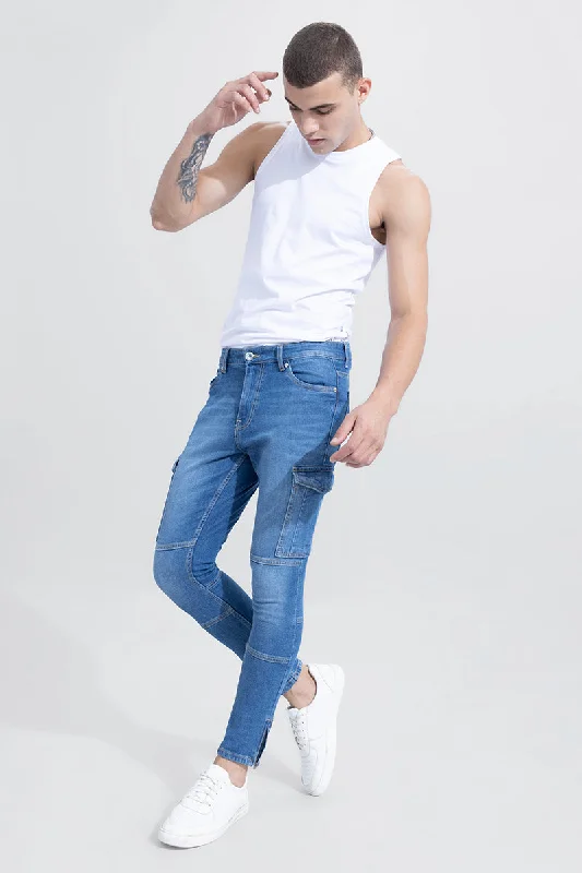 Ryizer Blue Cargo Skinny Jeans