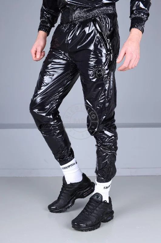 Shiny Nylon 24 Tracksuit Pants - Black