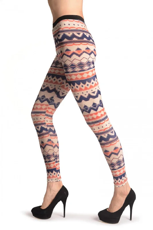 Terracotta & Dark Blue Aztec Stripes