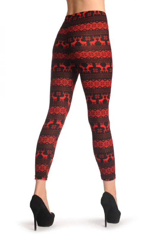 Woven Black & Red Reindeers Aztec